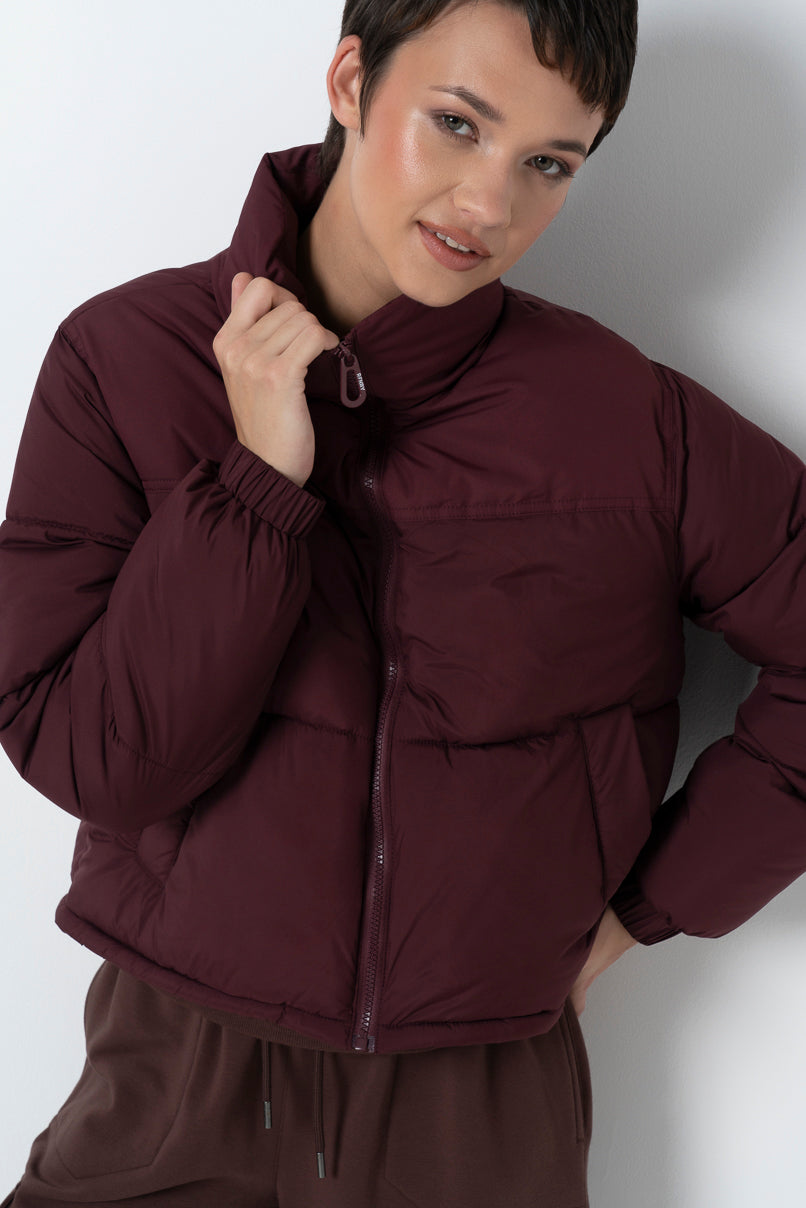 Quilted Puffer Jacket Burgundy