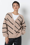 Striped Cardigan Taupe