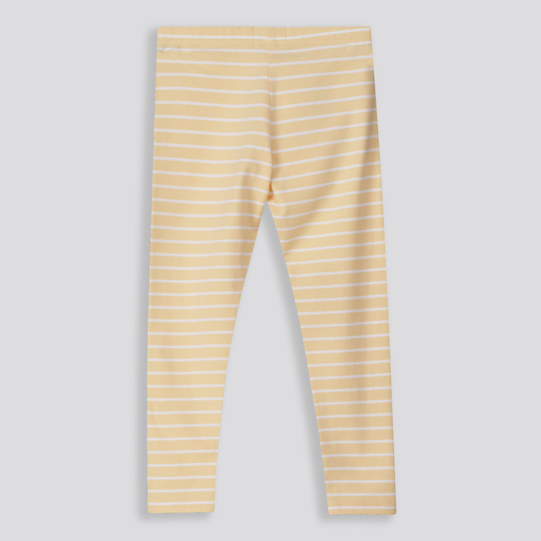Girls Striped Leggings Yellow