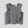 Girls Frilled Top Charcoal