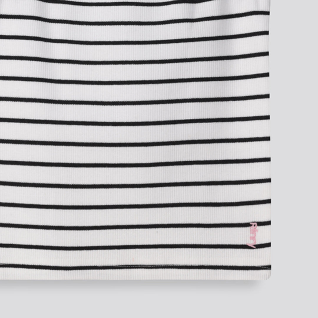 Girls Stripe Ribbed Tank Optic White