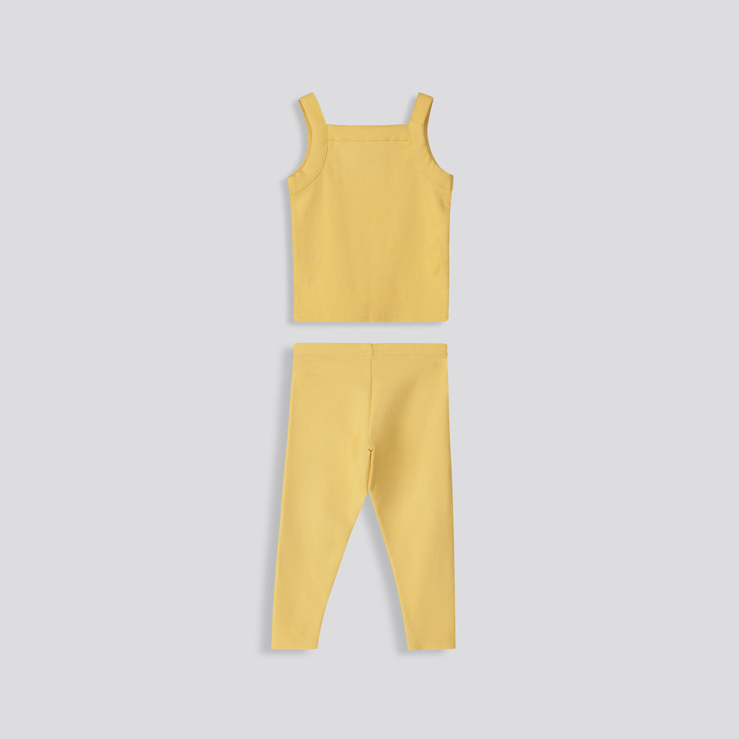 Girls Ribbed Leggings Yellow