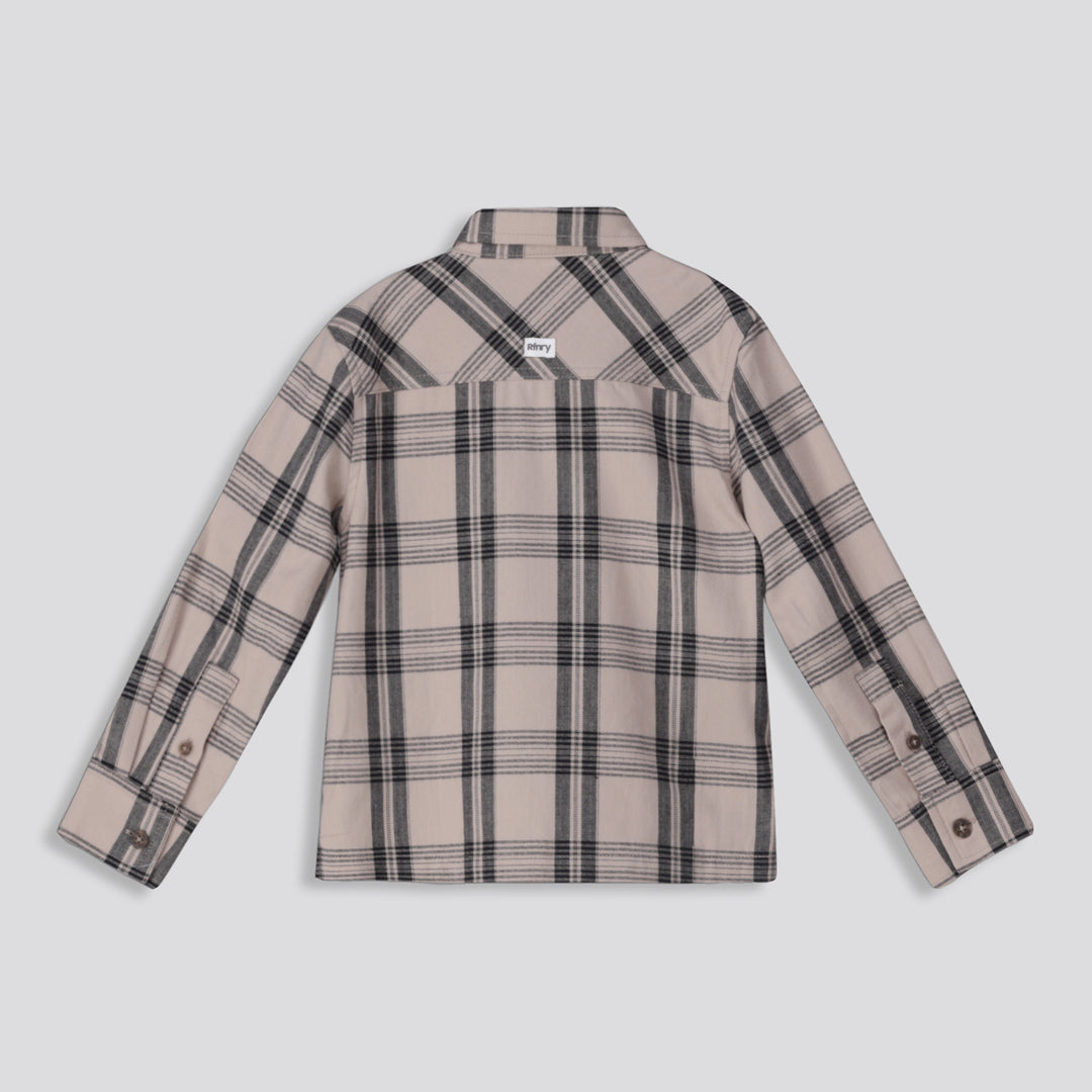 Boys Check Shirt Taupe