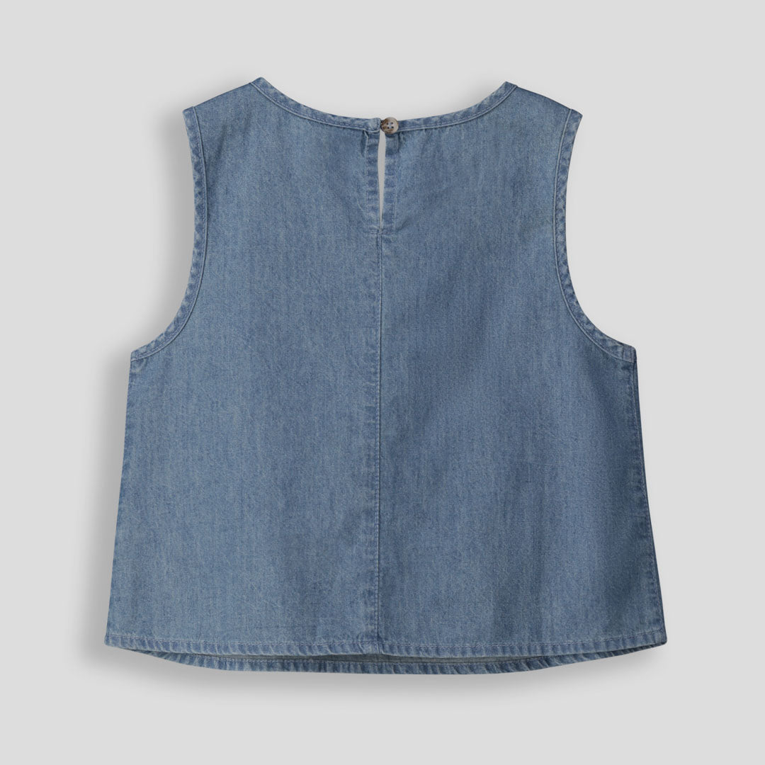 Girls Chambray Top Mid Wash