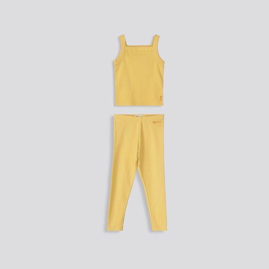Girls Ribbed Leggings Yellow