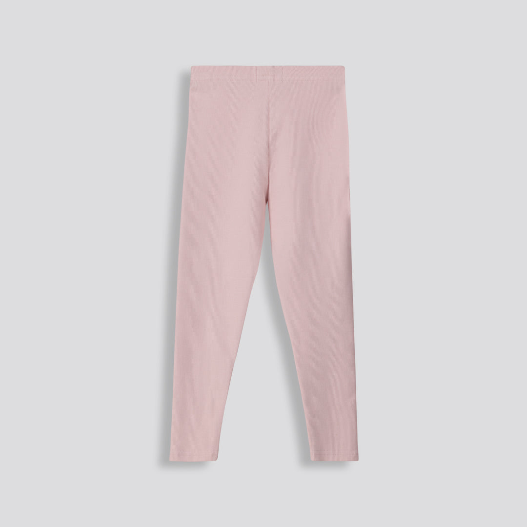 Girls Ribbed Leggings Stone