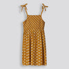 Girls Short Shirred Dress Yellow