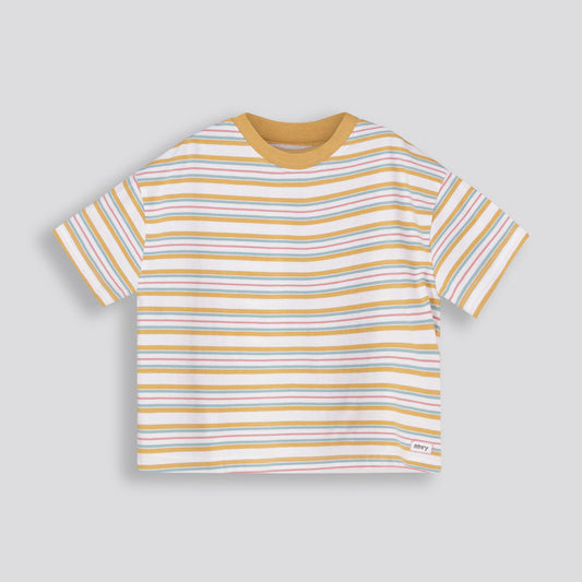 Girls Boxy Tee Multi Stripe