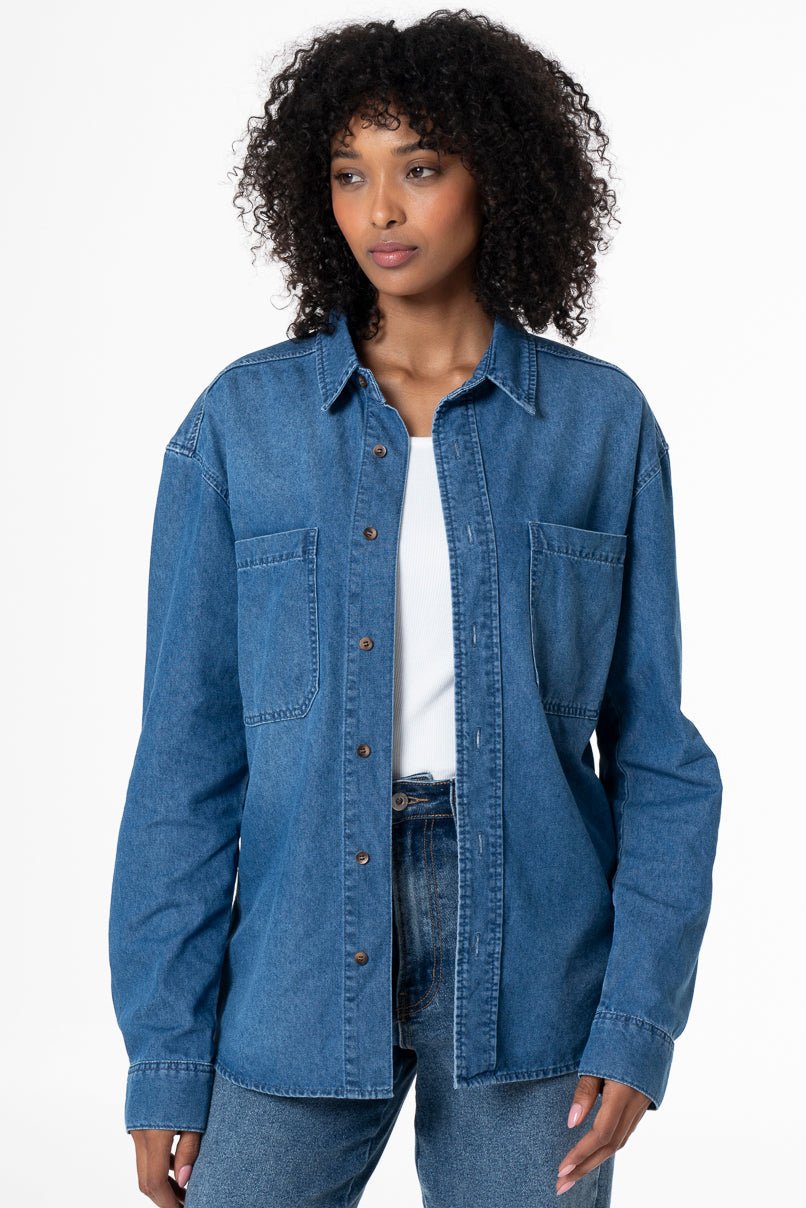 Unisex Denim Shirt Mid Wash