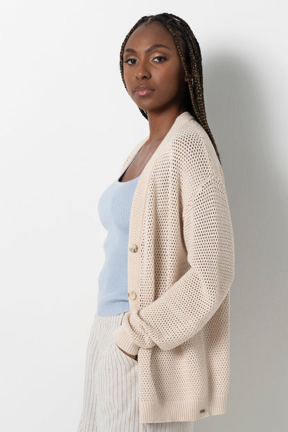 Relaxed Knit Cardigan Natural