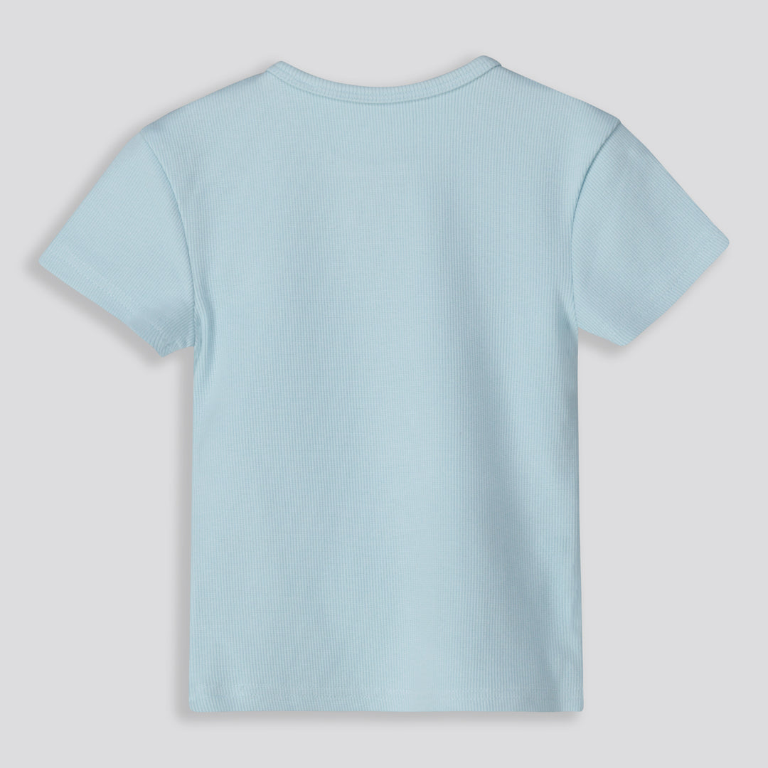 Girls Ribbed Tee Light Blue