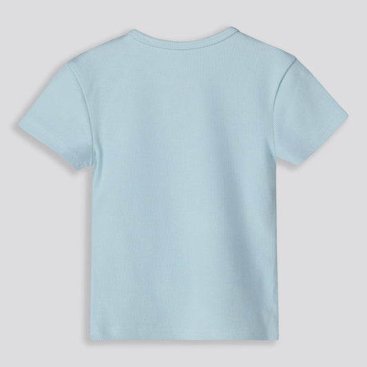 Girls Ribbed Tee Light Blue