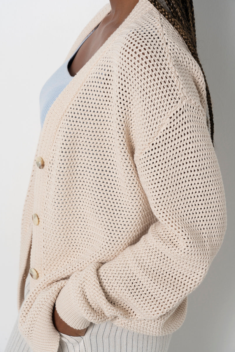 Relaxed Knit Cardigan Natural