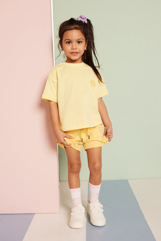 Girls Fleece Shorts Yellow