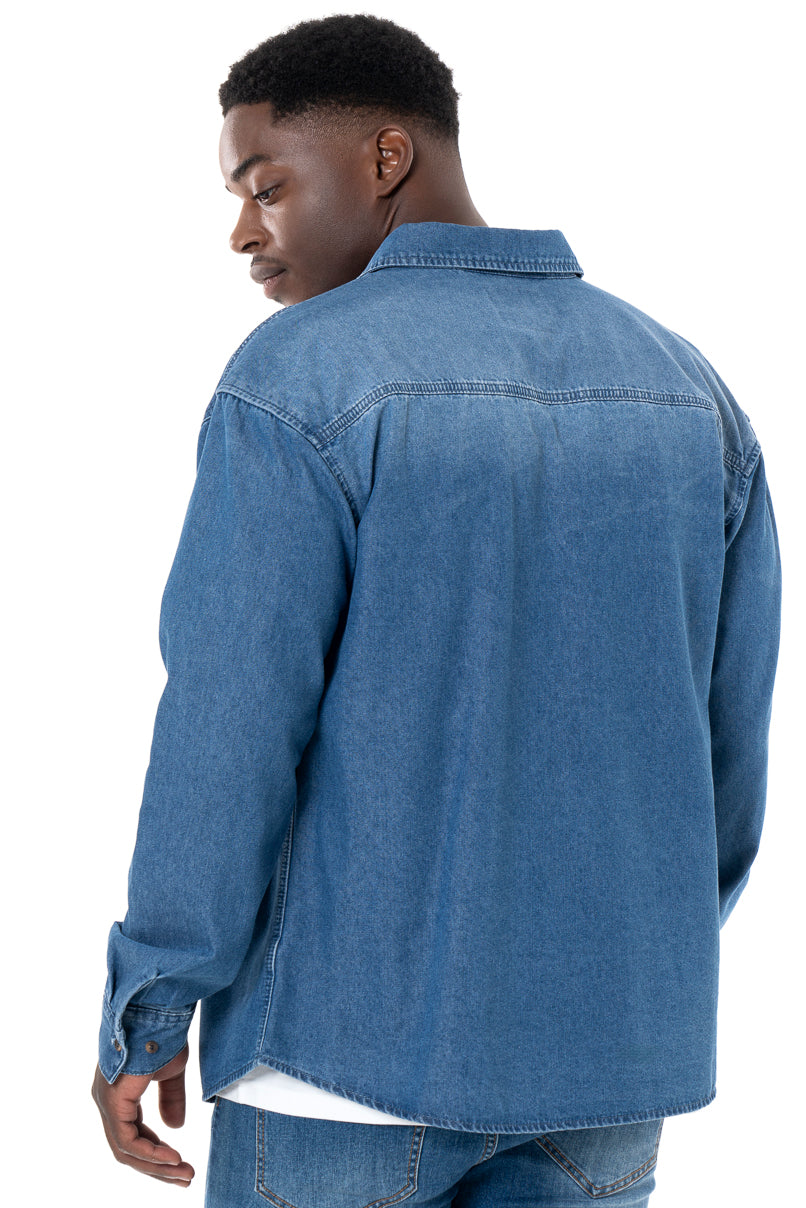 Unisex Denim Shirt Mid Wash