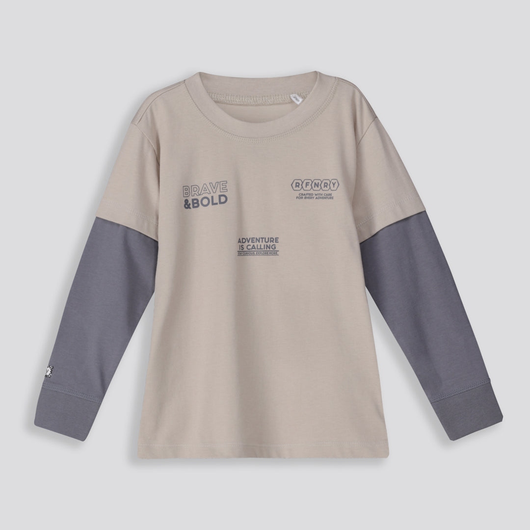 Boys Statement Long Sleeve Beige