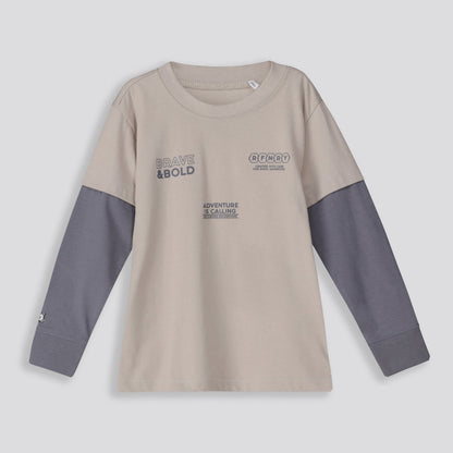 Boys Statement Long Sleeve Beige