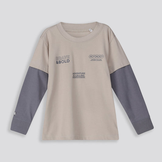 Boys Statement Long Sleeve Beige