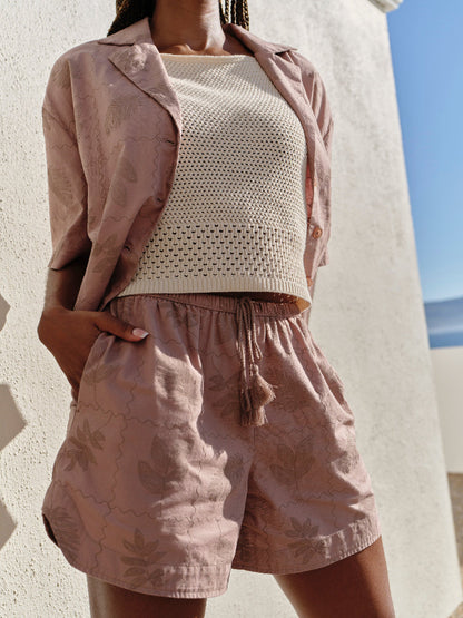 Embroidered Shorts Brown