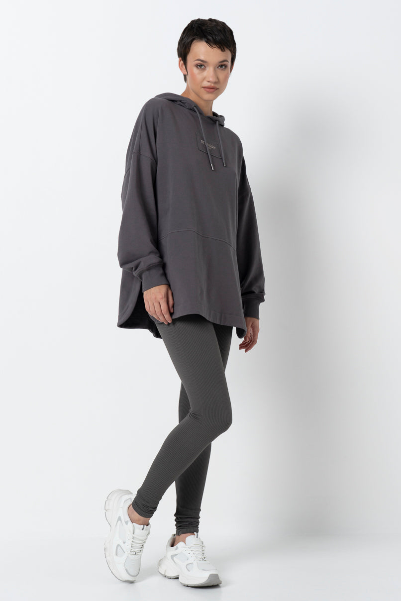 Long Length Hoodie Charcoal