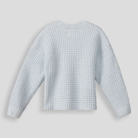 Girls Waffle Jumper Light Blue