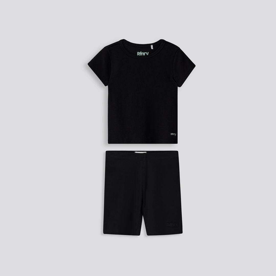 Girls Ribbed Cycle Shorts Black