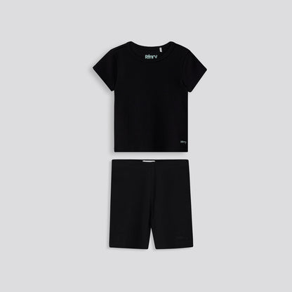 Girls Ribbed Cycle Shorts Black