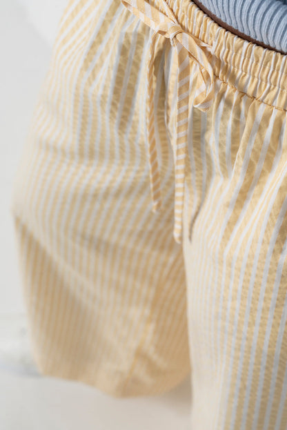 Relaxed Seersucker Pants Yellow