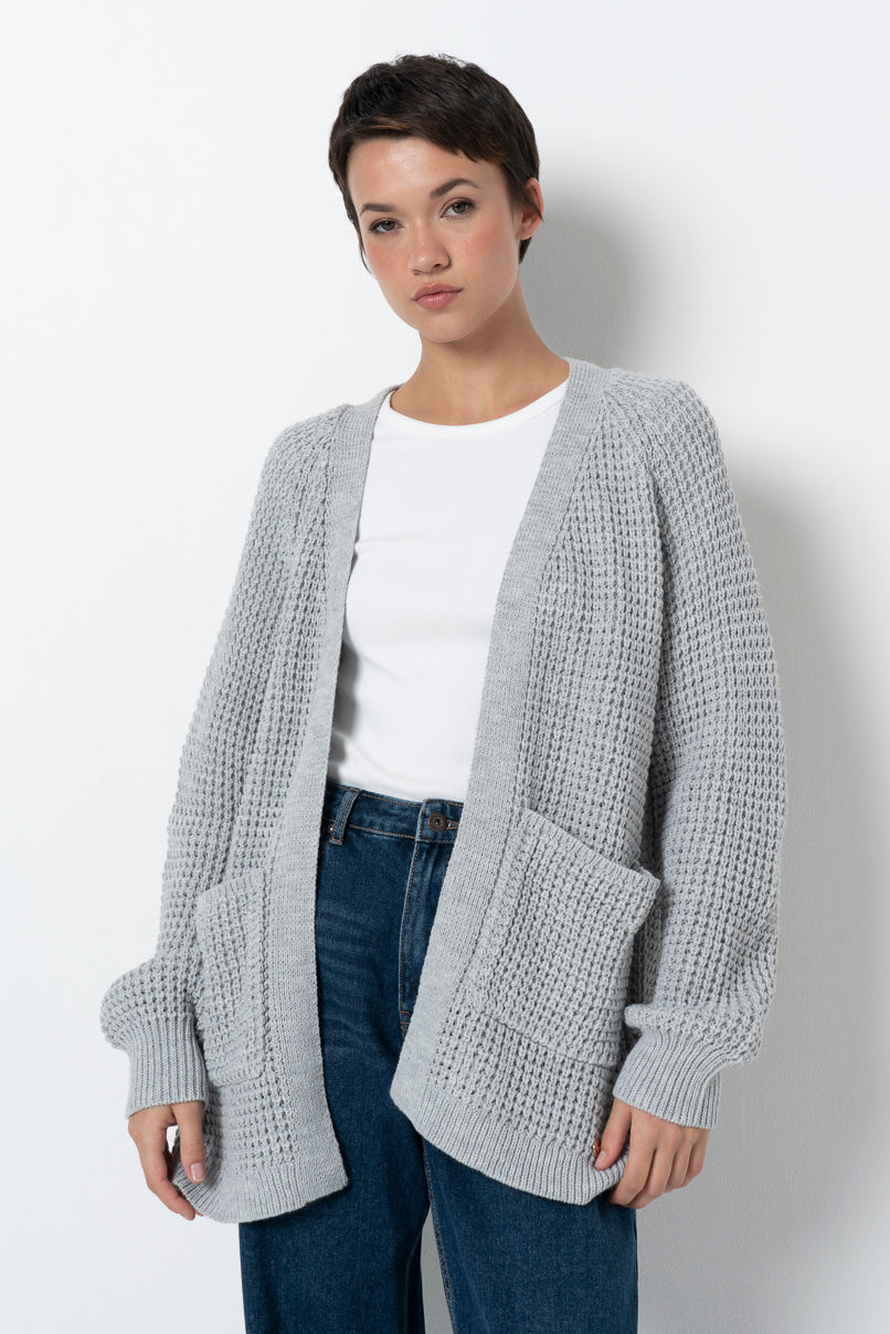 Waffle Cardigan Ice Mel