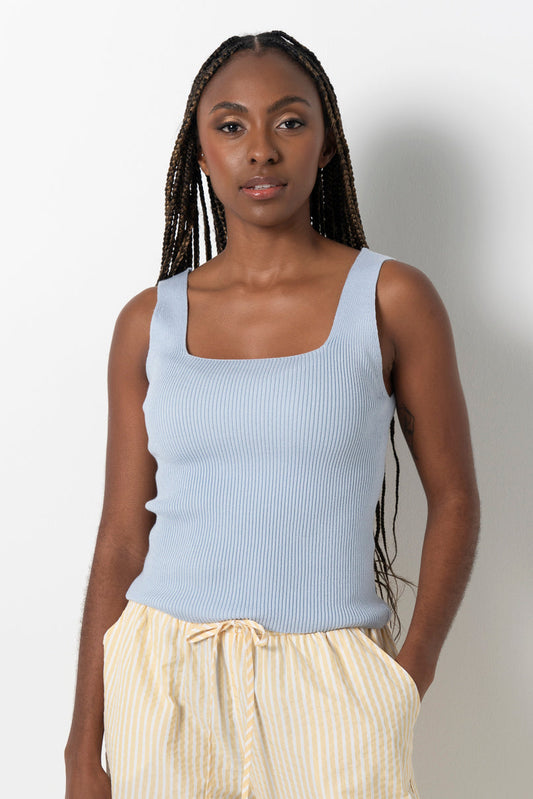Square Neck Top Blue