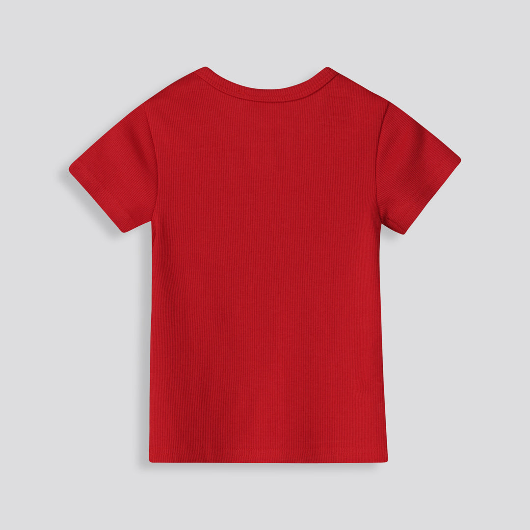 Girls Ribbed Tee Red
