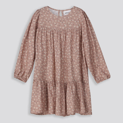 Girls Tiered Dress Taupe