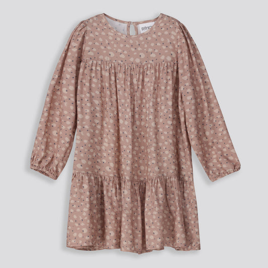 Girls Tiered Dress Taupe
