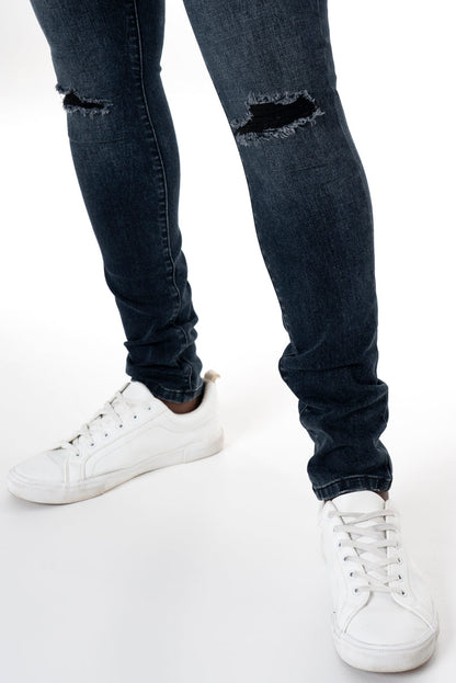 Rf10 Rip & Repair Skinny Denim Jeans Dark Blue