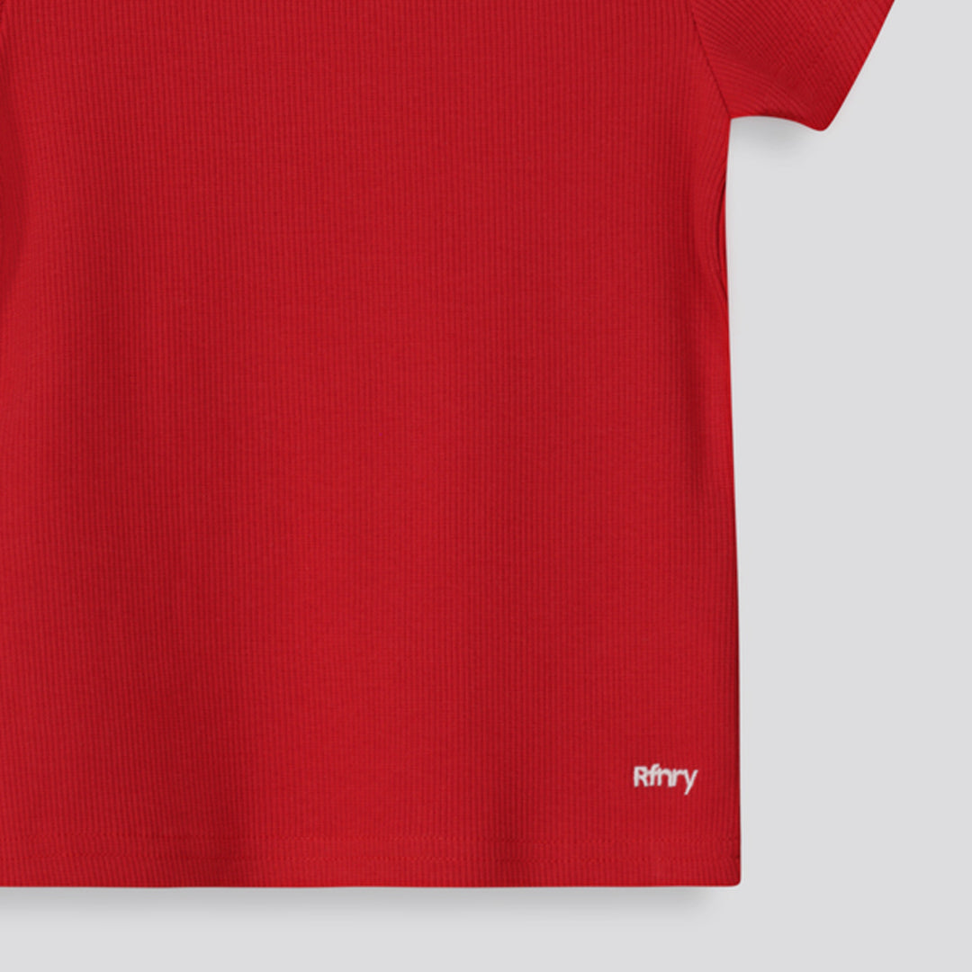 Girls Ribbed Tee Red