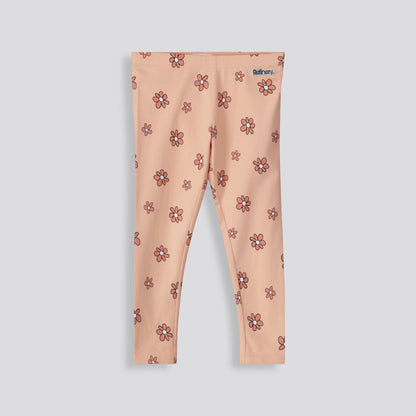 Girls Printed Cotton Leggings Coral