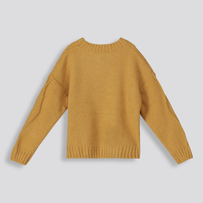 Girls Cable Jumper Ochre