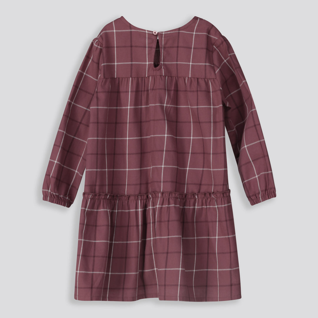 Girls Flannel Dress Mauve