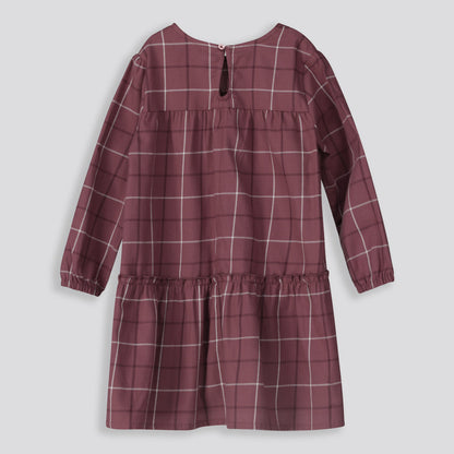 Girls Flannel Dress Mauve