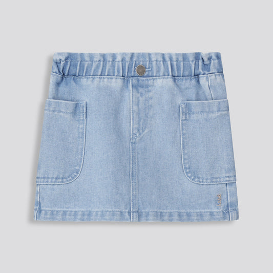 Girls Denim Cargo Skirt Blue Denim