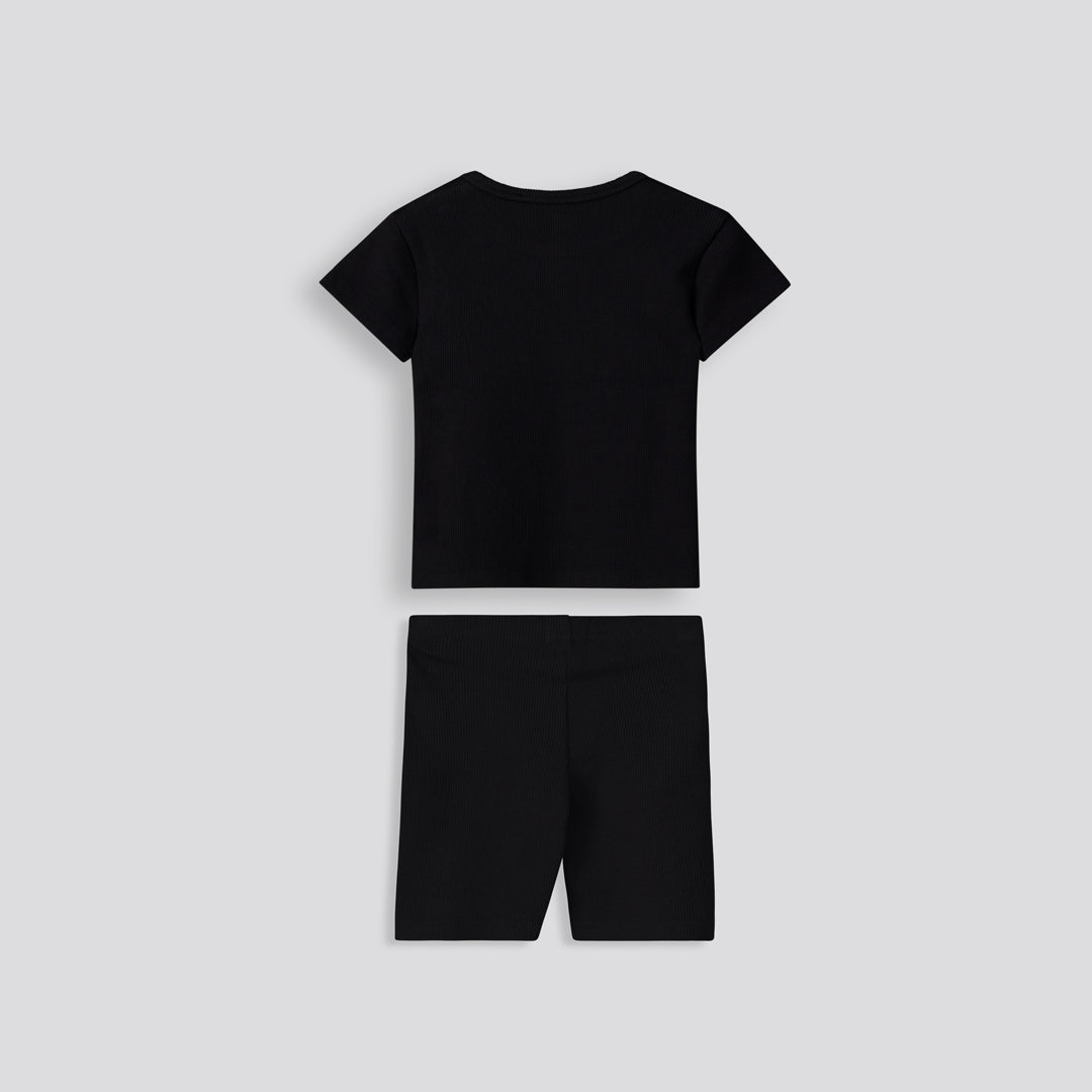 Girls Ribbed Cycle Shorts Black