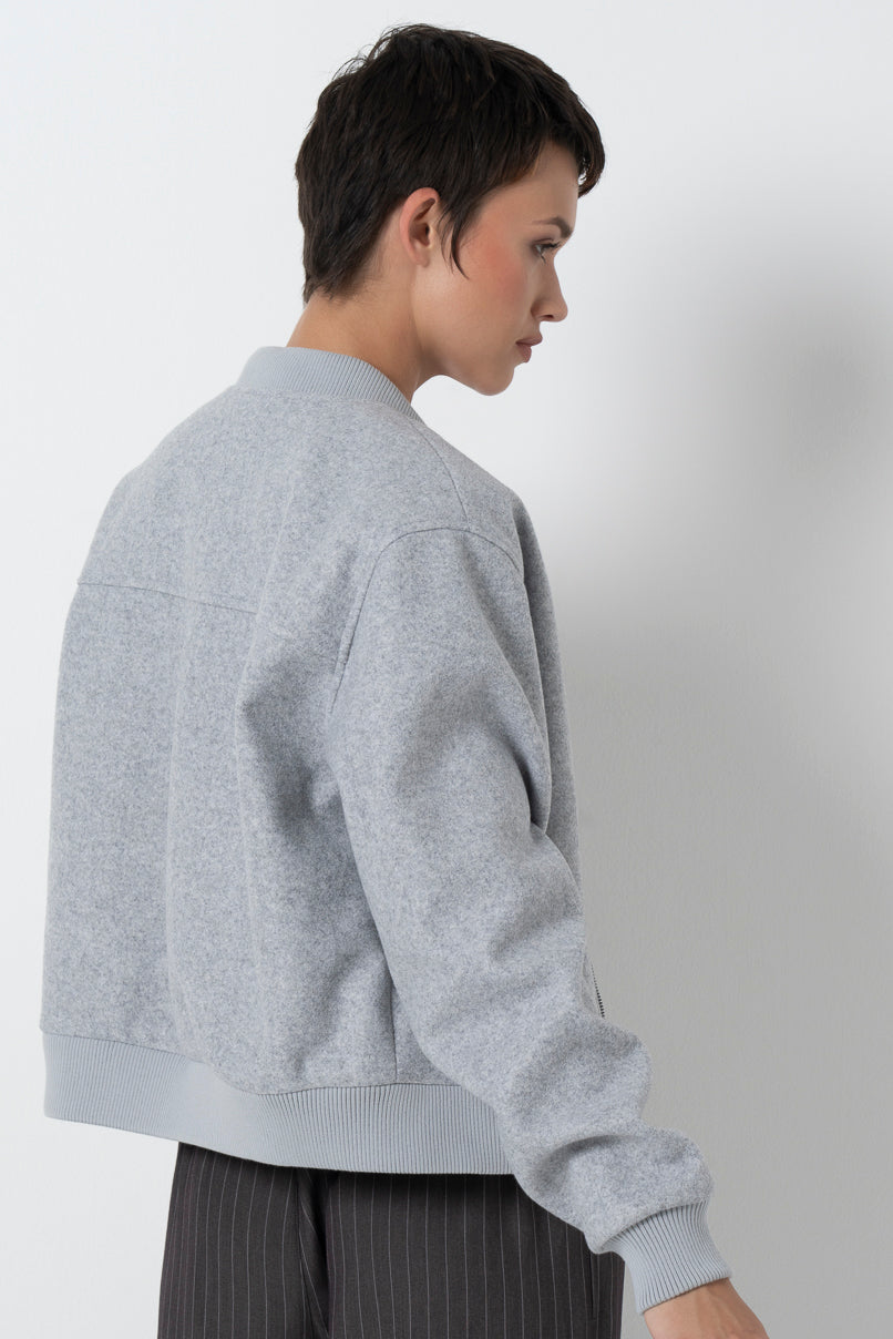 Melton Bomber Jacket Ice Mel