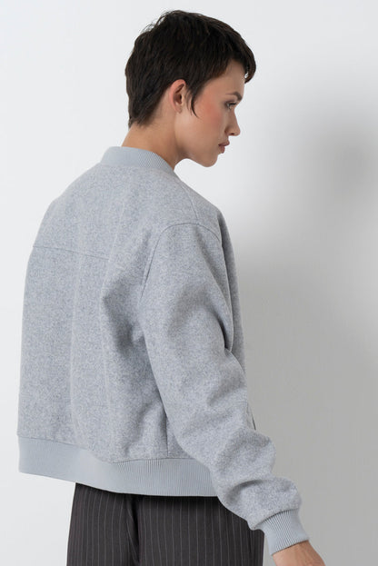 Melton Bomber Jacket Ice Mel