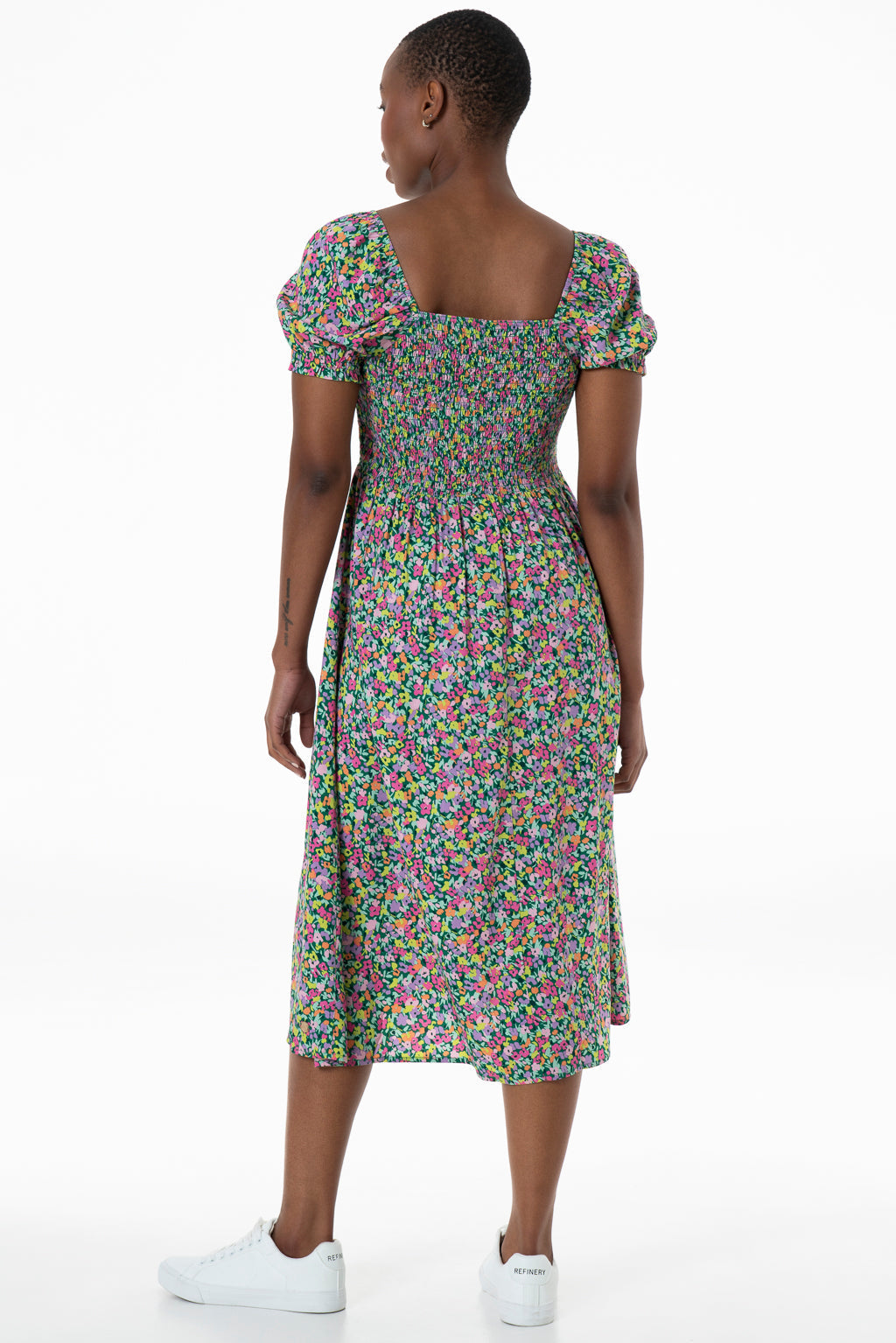 Puff Sleeve Dress Green