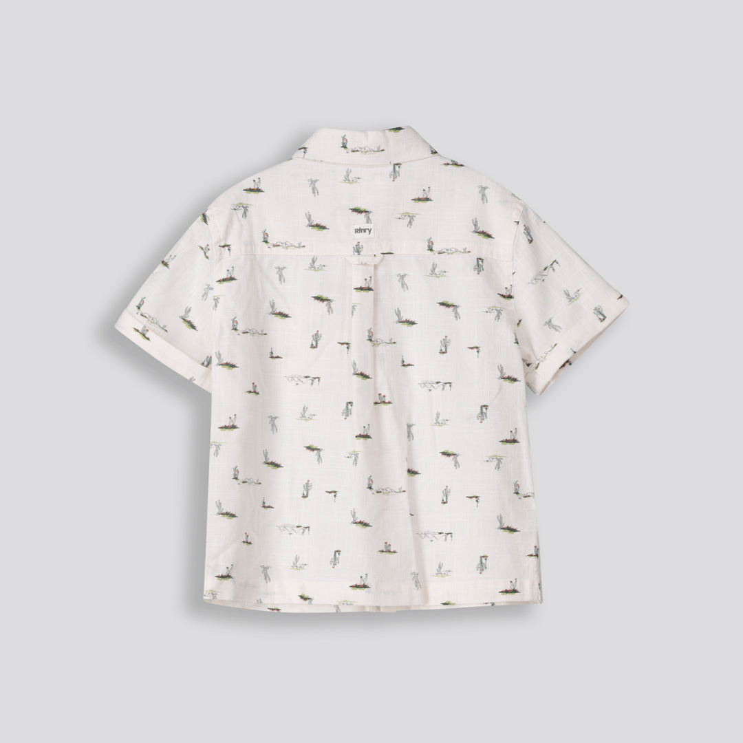 Boys Printed Shirt Off White