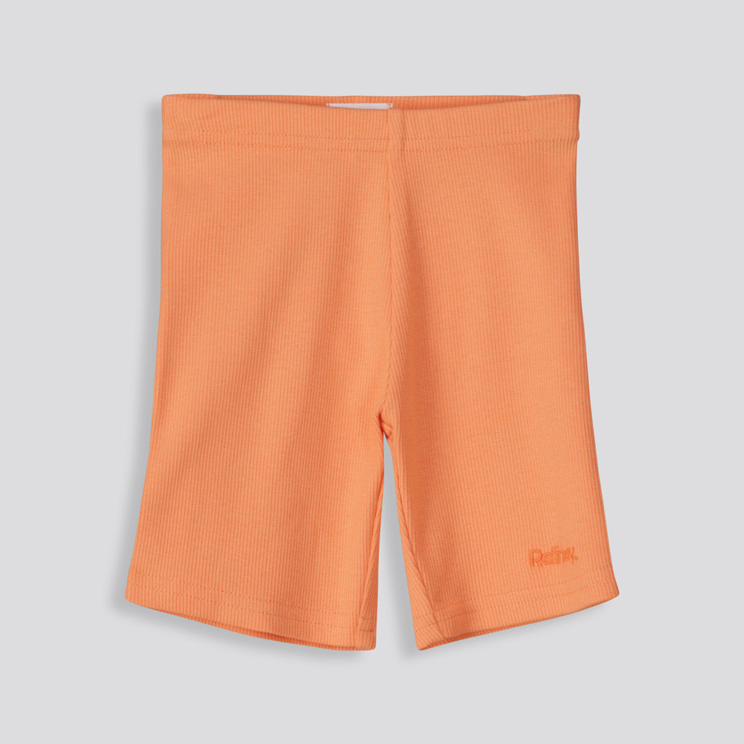 Girls Ribbed Biker Shorts Orange
