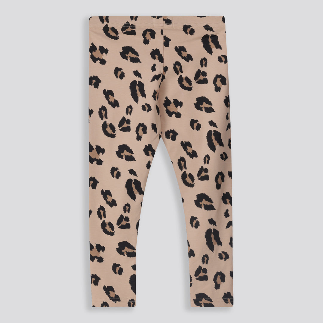 Girls Leopard Leggings Stone