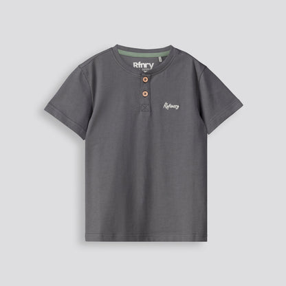 Boys Henley Tee Charcoal