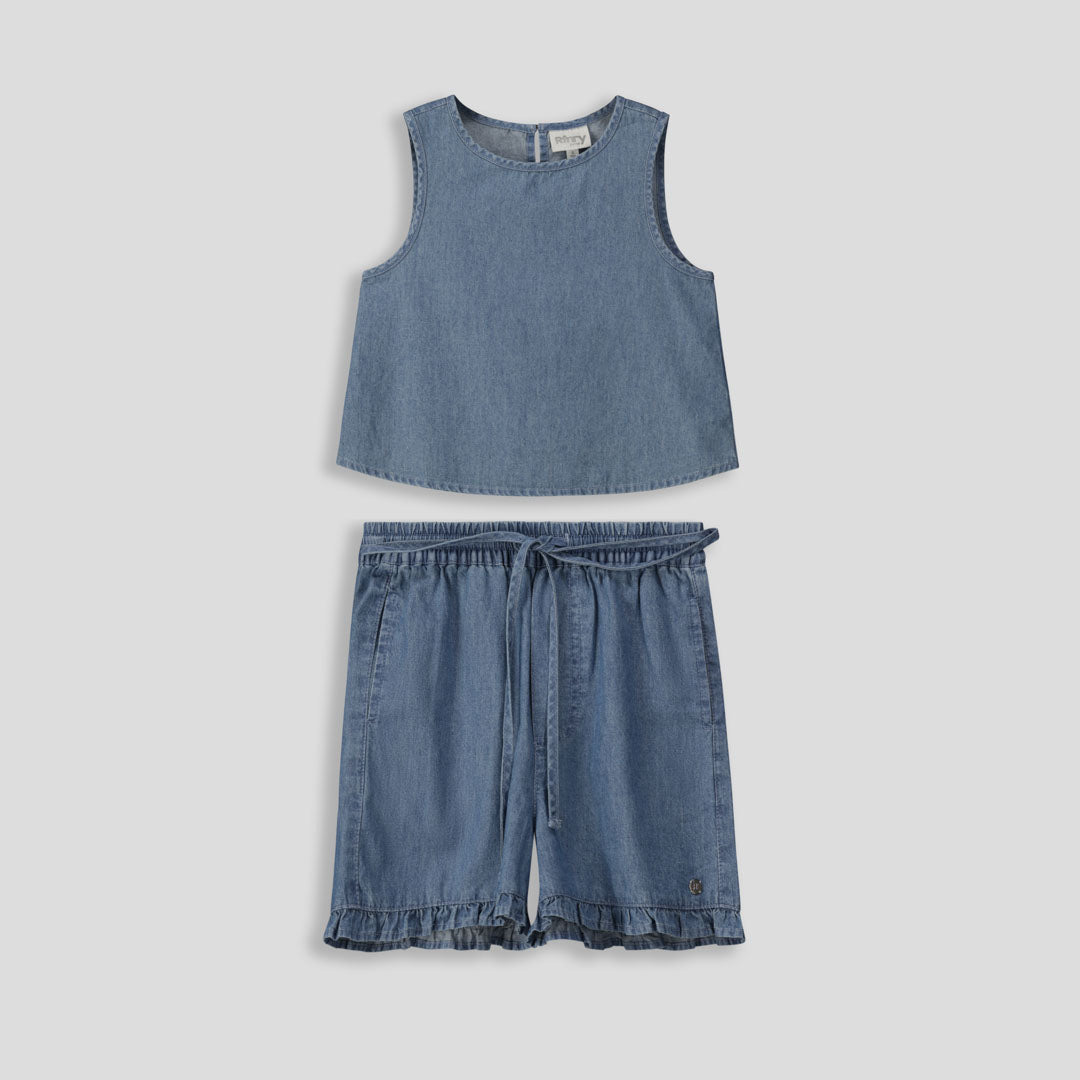 Girls Pull-On Shorts Mid Wash