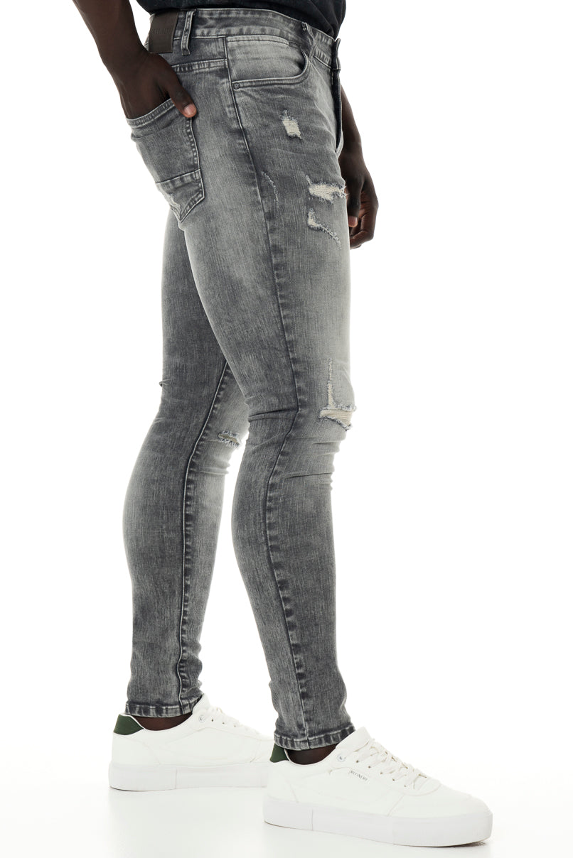Rf10 Rip And Repair Skinny Jeans Light Grey